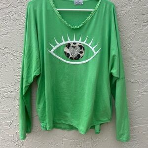 Nicci Made In Italy T-Shirt Green Long Sleeve Size L